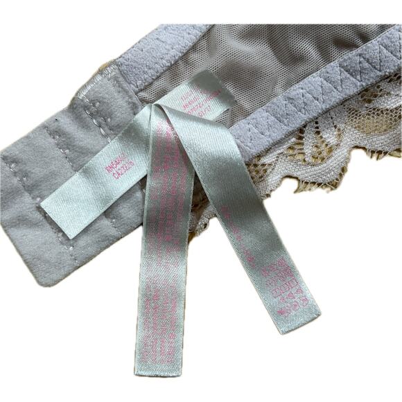 Victoria’s Secret PINK Beige Floral Lace Bralette 36B Push-Up Romantic Lingerie - Picture 10 of 14